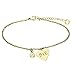 Produktbild URBANHELDEN - Armband mit Herz Anhänger und Wunschgravur - Damen Schmuck Herzarmband Verstellbar, Edelstahl - Armschmuck Armkette Gravur Initialen - Gold G19