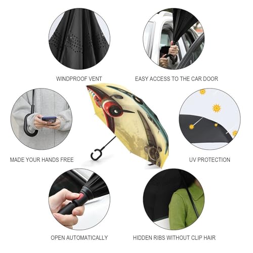 Parapluie inversé portable compact idéal pour sac à dos et trajets
