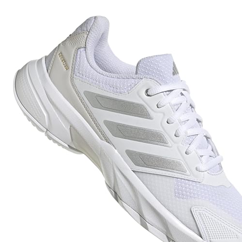 adidas Femme Courtjam Control 3 Tennis Shoes, Cloud White/Silver Metallic/Grey One, 39 1/3 EU