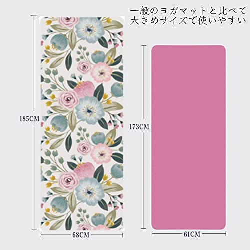 ヨガマット 折り畳み 洗えるヨガマット 1.5mm マイクロファイバー 天然ゴム 折り畳み ヨガタオル ヨガラグ ホットヨガ 外ヨガ 幅広 滑らない 滑り止め ヨガマット 可愛い かわいい おしゃれ ピラティス (秘密花園) 2枚目