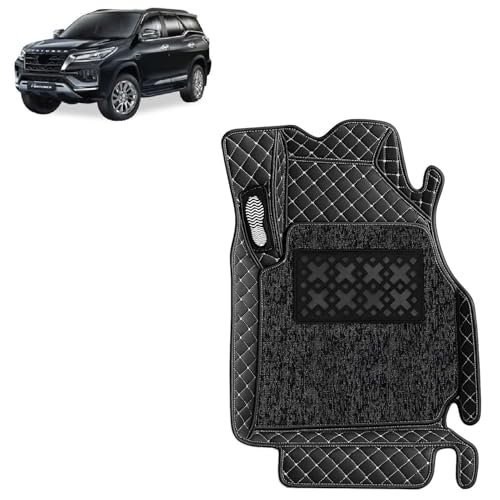 Image of KINGSWAY Accessories Premium 7D Car Floor Mats Only Compatible with Toyota Fortuner (Hybrid) Year 2025 Onwards, Set of 4 Pcs, 100% Waterproof & Washable 7D Car Foot Mats, Classic Black