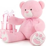 MorisMos Extra Large Teddy Bear Stuffed Animal 5ft Tall Giant Pink Teddy Bear for Baby Shower, 60 inch Jumbo Stuffed Bear Plush for Girlfriend on Valentine's Day, Birthday Gift, Party Decoraions