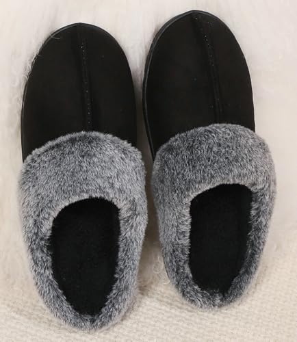 Pocadri Winter Slippers for Women Men Memory Foam House Shoes Faux Suede Upper Faux Fur Lining Warm Comfy Indoor Fuzzy Non-Slip Slippers3