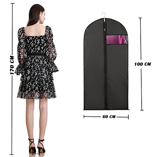 Niviy Suit Bags Garment Covers Moth Proof Clothes Covers Translucent Suit Protector with Zip Waterproof Anti-mite Breathable Garment Protectors, 5pcs 60 * 100cm (Black) - Image 5