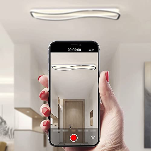 Lámpara de techo lineal LED negra de diseño delgado con 3 tonos de luz para dormitorio 8