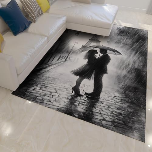 Tapis lavable 160x230cm antidérapant style gris rétro