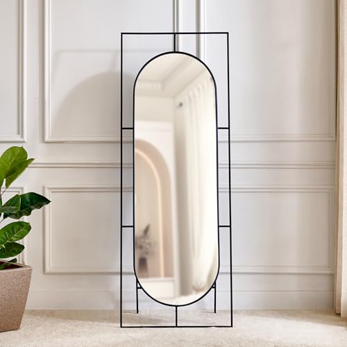 Image of Home Centre | Saga Metal Standing Mirror | Full Length Dresser Mirror | Black | 1 Year Warranty