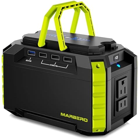 MARBERO Portable Power Station 150Wh Camping Solar Generator Laptop Charger Power Bank with AC Outlet 110V 150W Peak with 4*USB, 4*DC Ports, LED Flashlights for CPAP Home Camping Hurricane Emergency Cover