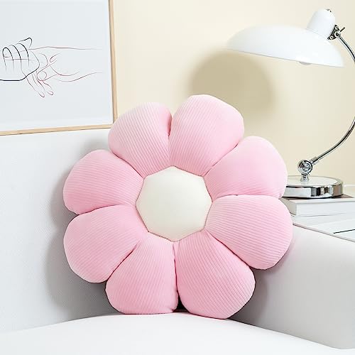 Sioloc Flower Shaped Throw Pillow, Butt Cushion, Floor Pillow, Seating Cushion, Cute Room Decor & Plush Pillow for Bedroom Sofa Chair (Blush, 23.6")