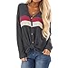 Produktbild Damen Oberteile,Mosstars Frauen Herbst Langarm V-Ausschnitt Taste Patchwork Pullover Tshirt Tops Bluse Pulli Shirt Sweatshirt