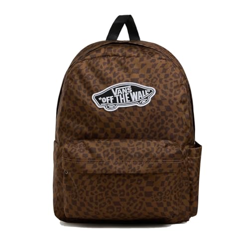 Vans Mochila con Estampado de Leopardo, Diseño Off The Wall, Marrón