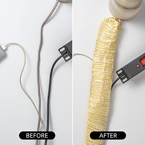 Elfcab 2 Pcs Chandelier Chain Cover Fabric Cord Cover Each 6 Feet Long Use For Chandelier Lighting Wires, Easy To Install Champagne Gold #TOP5