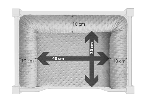 Erst-Holz Gemütliches Tierbett für Katzen und Hunde 60x40 Kiefer weiß V-30.32-W-60x40, Ausstattung:mit Rollrost. Polster und Matratze