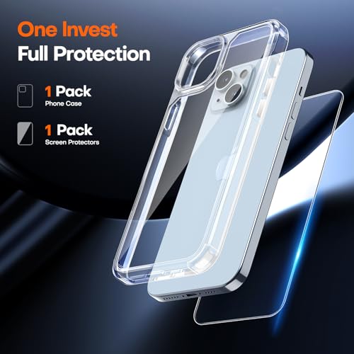 Image of TAURI for iPhone 15 Plus Case, Compatible with MagSafe, Clear | with Screen Protector, Not-Yellowing Military-Grade Protection, Shockproof Slim Magnetic Case for iPhone 15 Plus