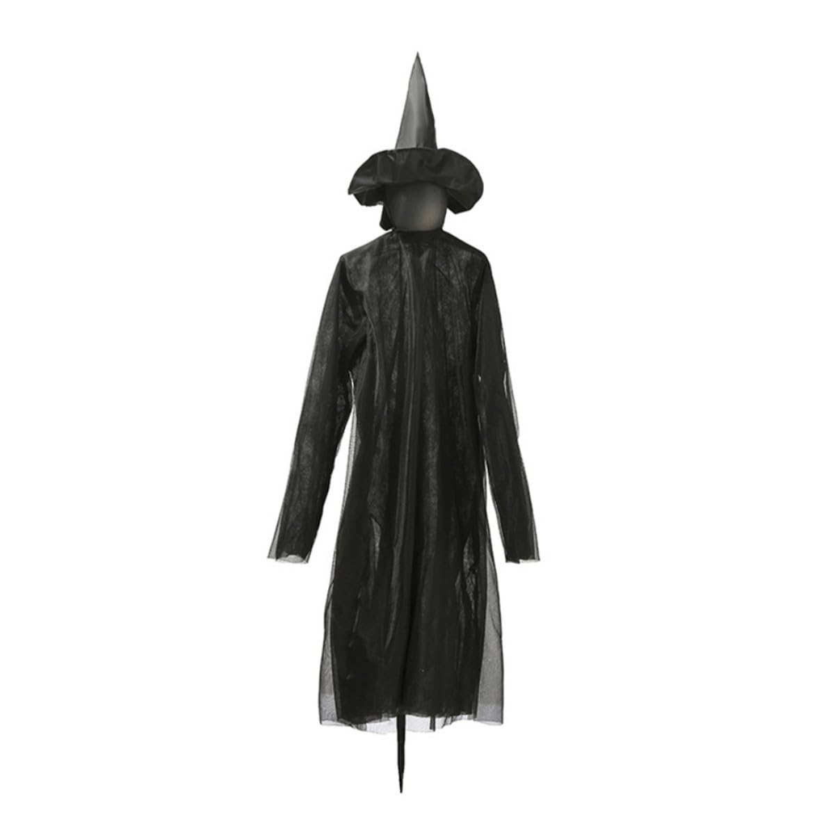 Sorcière lumineuse de qualité en tissu noir et ABS robuste pour décor de cour