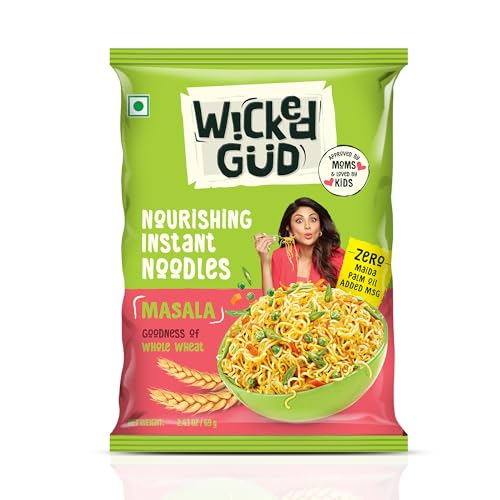 Image of WickedGud Nourishing Masala Instant Noodles (69 gm x 6)| Healthy Noodles | No Maida | No Palm Oil | No Added MSG | High Protein (Pack of 2)