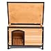 Tangkula Wooden Dog House Outdoor Indoor, Medium Pet Shelter Log Cabin Feeding Station with Opening Hinged Roof, Adjustable Foot, Weatherproof Big Dog Houses for Small to Large Dogs Outside Patio