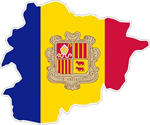 Akachafactory Autocollant Sticker adhesif Voiture Vinyle Drapeau Carte Andorre Andorra