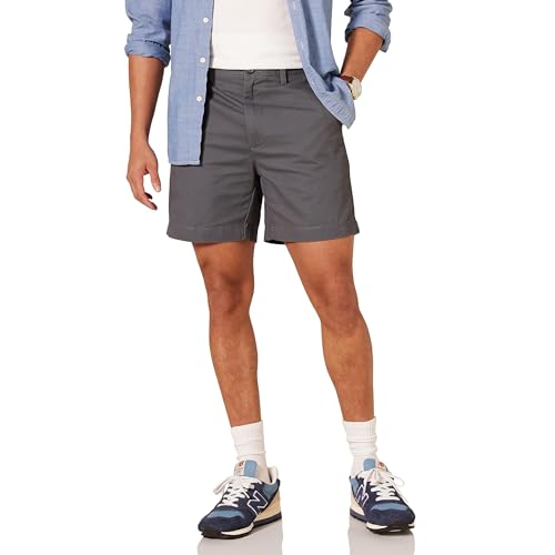 Amazon Essentials Herren 18 cm Chinoshorts Mit Klassischer Passform, Dunkelgrau, 32W