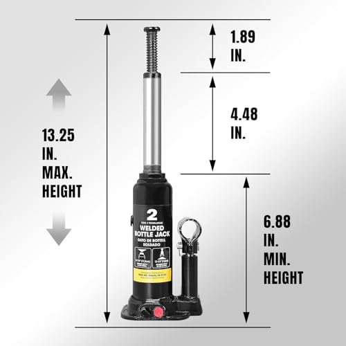 Image of BIG RED 2 Ton (4,000 LBs) Torin Welded Hydraulic Car Bottle Jack for Auto Repair and House Lift, Black, AT90203BR