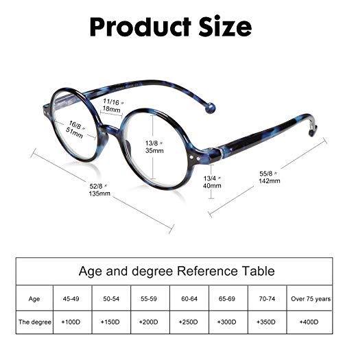Image of Round Reading Glasses for Women Men Blue Light Blocking Circular Readers Unisex Ultra Lightweight Circle Eyeglasses