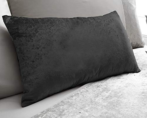 Marble Crushed Velvet 30cm x 50cm Boudoir Double Sided Cushion - Black