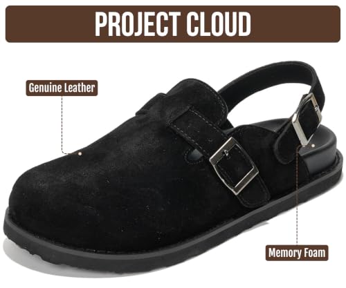 Image of Project Cloud 100% Genuine Leather Footbed Clogs for Women - Memory Foam Arch Support Slippers for Women - Trendy Slip-ons Women's Mules & Clogs Sandals
