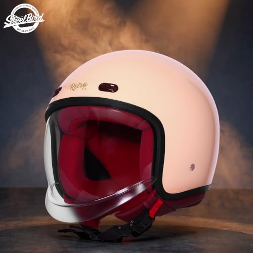 Image of Steelbird SBH-67 Retro 5.0 DOT and ISI Certified Open Face Helmet for Men and Women