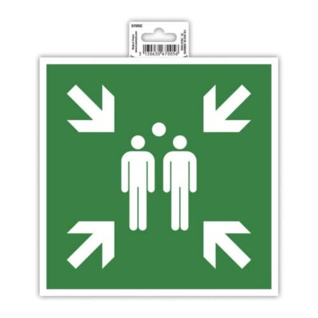 Exacompta - Ref 67005E - Self-Adhesive Company Signage - Assembly Point Sign - 20cm in Size - Essential Signage for Company, Business & Commercial Needs