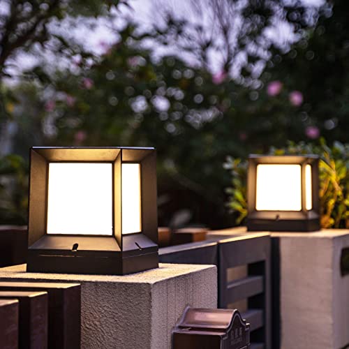 Gpnfgtl Outdoor Pillar Light Square External Waterproof Column Light Modern Energy Saving Pilliar Light Ip55 Rustproof Aluminum Patio Post Light Fixtures E26 Column Lamp For Porch Garden Garage #TOP6