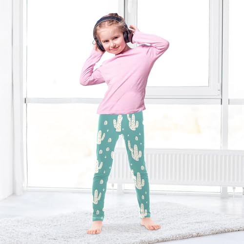 Cactus Pattern Girls Leggings Soft Stretch Workout Yoga Dance Pants for Kids Casual Tights4