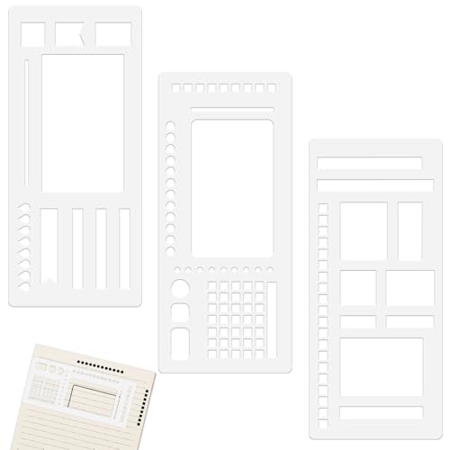 3Pcs Journal Stencil Set, Reusable Planner Stencils Templates Create Custom Weekly & Monthly Layouts for Dot Grid Journals, Enhanced Efficiency for Planning & Journaling Enthusiasts