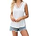 Quatrefox Womens Lace V Neck Tank Tops Summer Casual Sleeveless Loose Fit Basic T Shirts Fashion 2025 Beach Vacation Clothes White XXL