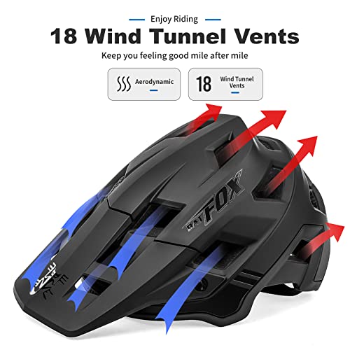 BATFOX Bike Helmet,Mountain Bike Helmet Helmets for Men Women Adults Youth (Black, XL(60-63CM)) - Thumbnail 7
