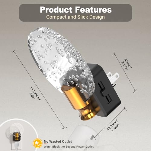 Image of JandCase Night Light, Dimmable Night Lights Plug into Wall 2 Pack | Bubble Nightlight with Auto On /Off Light Sensor, 0-100LM LED Round Nightlights, 180Rotatable Acrylic Nite Light for Hallway