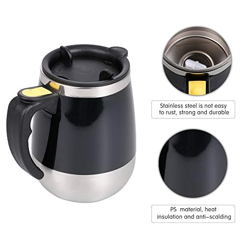 KKmoon Copo para caneca de café com agitação automática 400ml em aço inoxidável elétrico e automátic