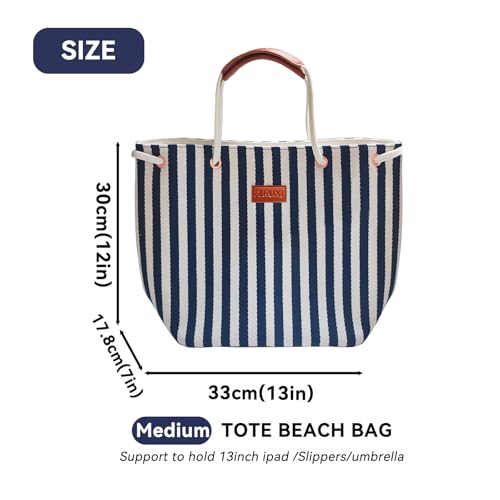 Bolso Tote De Lona Para Mujer Mediano Rayado miniatura 3