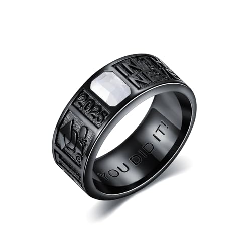 Dorunmo 2025 Class Rings for Men High School 925 Sterling Sliver College Rings Senior Ring Graduation Gifts for Son/Grandson Size 9