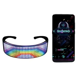 LED Bluetooth RGB Full Color Luminous Glasses, Programmable LED Smart Glasses, APP Control Glasses with DIY/Text…