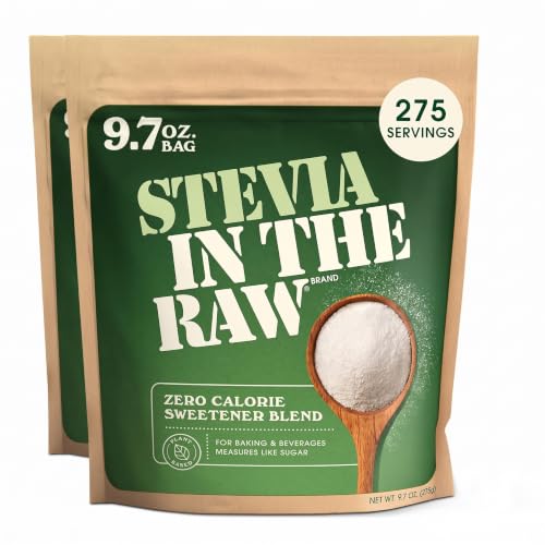 Stevia In The Raw Bakers Bag,Plant Based Zero Calorie Sweetener,No Added Flavors or erythritol,Sugar-free Sugar Substitute for Baking,Suitable For Diabetics,Vegan,Gluten-Free,9.7Oz Bag,(Pack of 2)