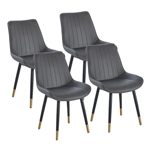 WRYsqbhjyb Sillas de Cocina Pack 4, Sillas de Comedor, Silla Salon con Respaldo y Patas de Metal, Silla Lateral de Recepción for Invitados, for Cocina, Sala de Estar, Hotel(Gray)