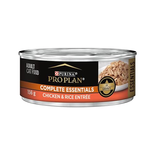Purina Pro Plan Complete Essentials Wet Cat Food, Chicken & Rice Entree in Gravy – 156 g Can (24 Pack)
