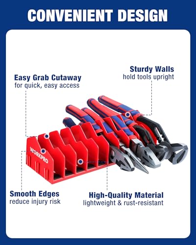 Image of WORKPRO 4-Pack Plier Organizer Rack, Pliers Holder and Cutter Organizers with Non-Slip Rubber Base, 40-Slot Tool Box Organizer, Tool Drawer Organizer, Tool Storage, Plier Rack (Pliers Not Included)