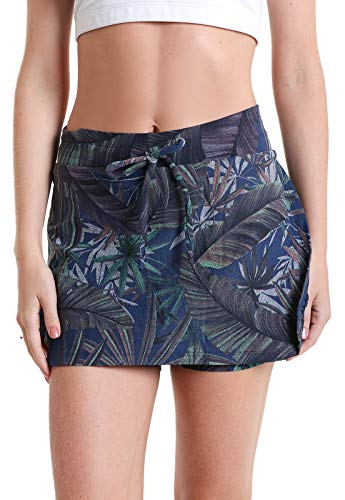 Shorts Saia Flores e Plantas - Azul Escuro/Verde GG