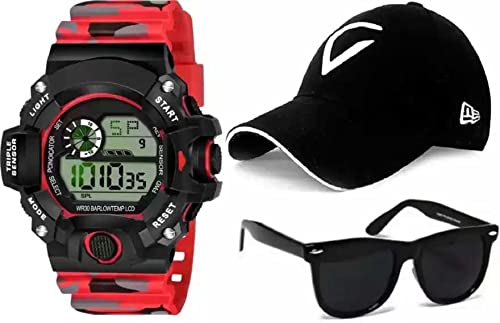 PUTHAK Combo Pack of 3 Stylish Dial Watch, Stylish Sport Baseball Cap & Stylish Aviator Wayfarer Sunglass for Mens and Boys (Pack of 3) PTHK-1707 (B09JCLW28N) Amazon Price History, Amazon Price Tracker