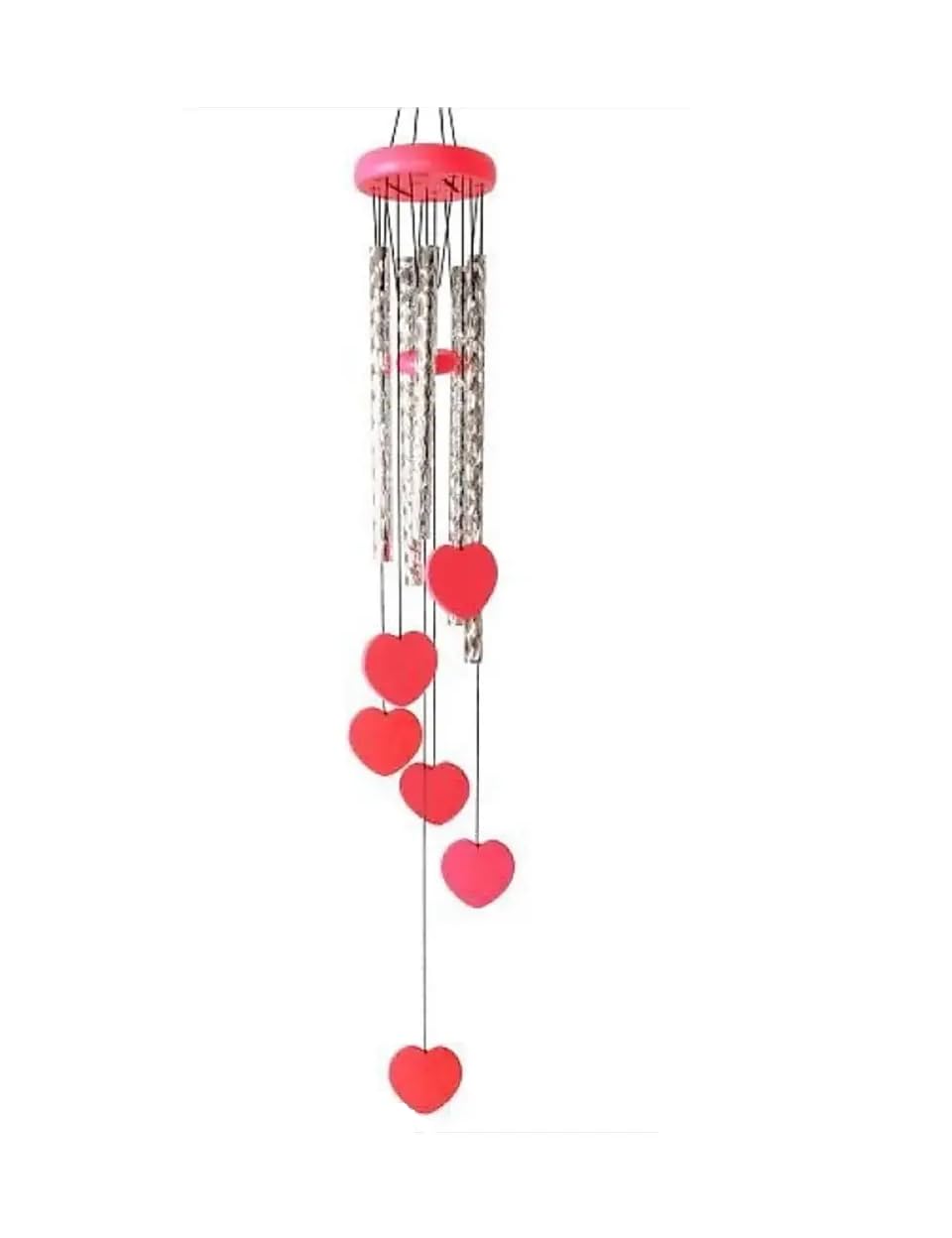 Generic Red Heart I Love You Wooden Wind Chime for Home Decoration. Office, Garden, Balcony, Roof, Door Decor Etc. Vastu Wind Chime for Good Luck.-image-32