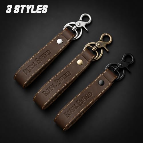 Image of Personalised Genuine Leather Biker Keychain | Compatible with ROYAL ENFIELD BIKE | Custom Name, Initials or Number Engraving | Premium Motorcycle Keychain Gift