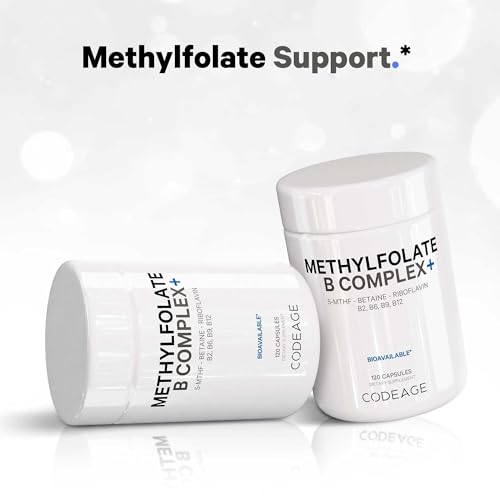 Codeage Methylfolate B Complex Supplements - 5 MTHF, Methylcobalamin 1000mcg Methylated Vitamin B12, Riboflavin, Betaine, Vitamins B6, Methylation Cycle MTHFR - 2 Months - 120 Capsules - Thumbnail 4