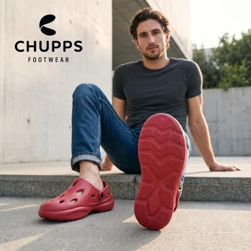 Image of CHUPPS Gator Clogs for Men | Lightweight EVA Clogs | Anti-Slip Sole | Cushioned Footbed | Breathable Ventilation | Adjustable Back Strap | Waterproof Casual Garden Clogs for Men
