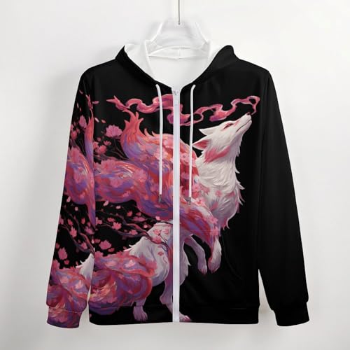 Japanese Prints Fall Men's Long Sleeve Zip Up Hoodies Drawstring Hooded Cardigan3